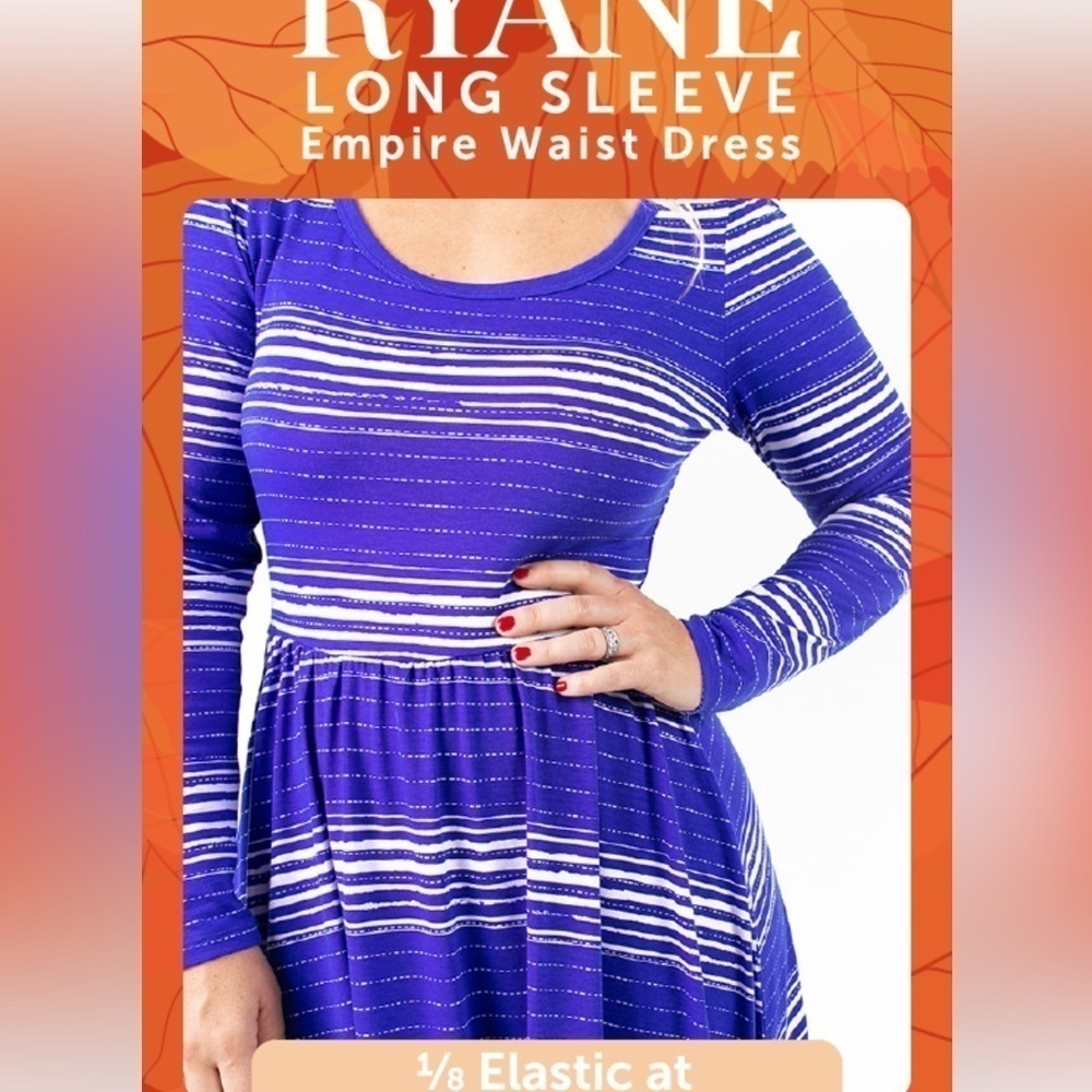 LulaRoe Ryane Dress Long Sleeve High Low Hemline Empire Waist Loose Skirt 0-00 - Picture 9 of 13